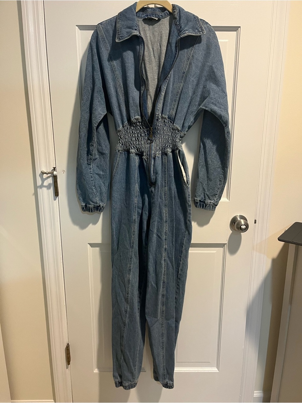 Steve Madden Light Blue Denim Zip-Front Jumpsuit
